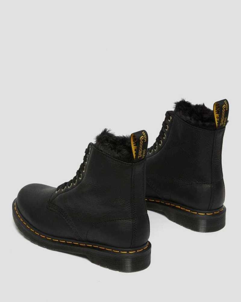 Dr Martens 1460 Pascal Faux Fur Lined Lace Up Boots Black | 71RVOHKDE