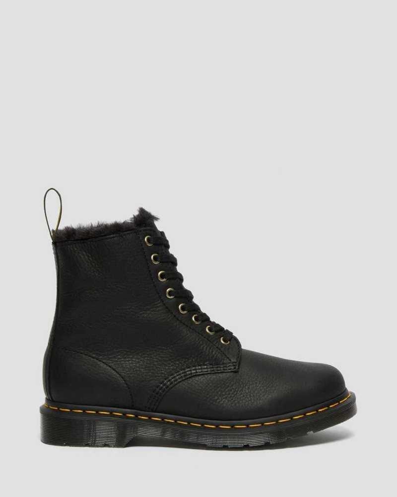 Dr Martens 1460 Pascal Faux Fur Lined Lace Up Boots Black | 71RVOHKDE