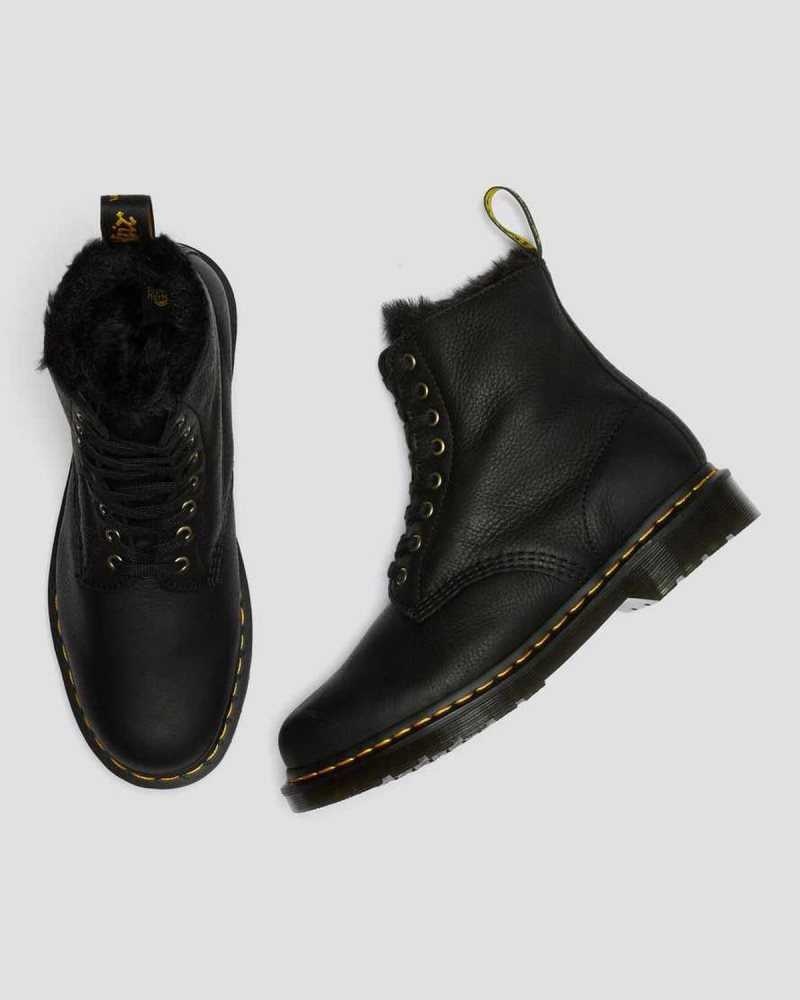 Dr Martens 1460 Pascal Faux Fur Lined Lace Up Boots Black | 71RVOHKDE