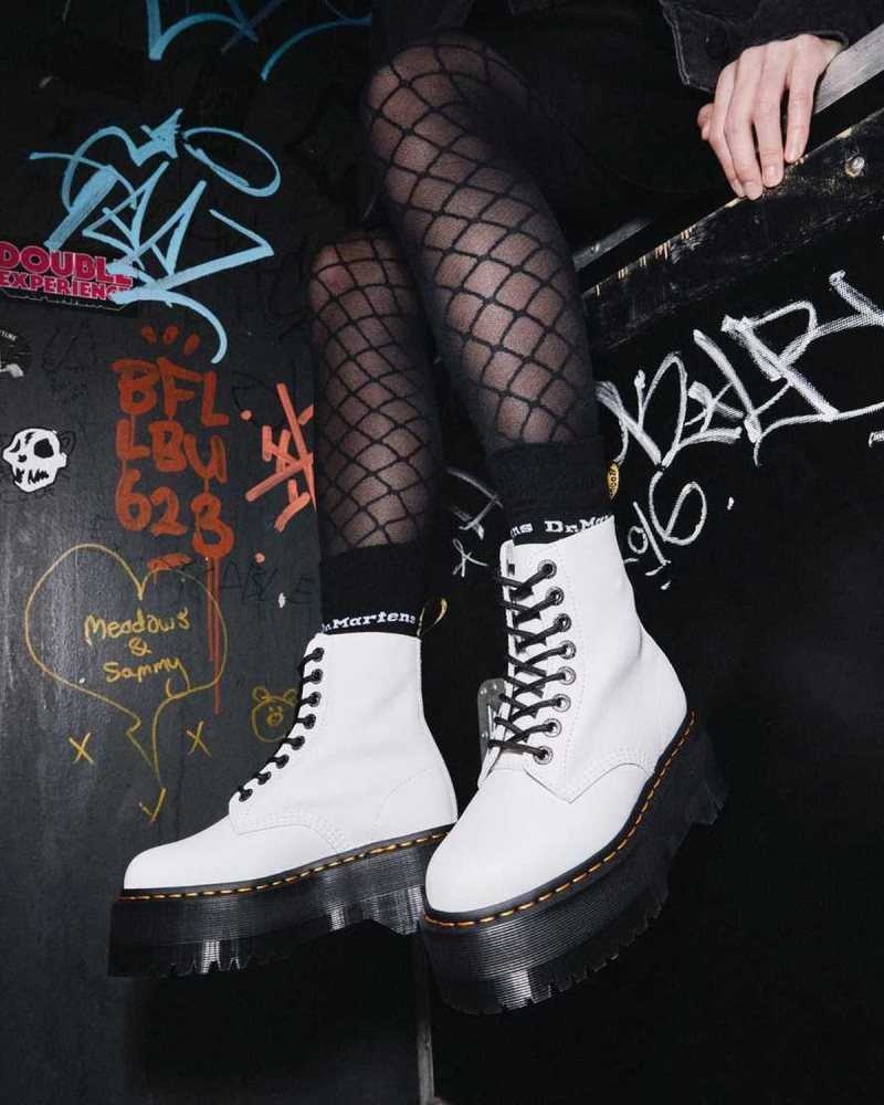 Dr Martens 1460 Pascal Max Leather Platform Boots White | 26VAQYUKL