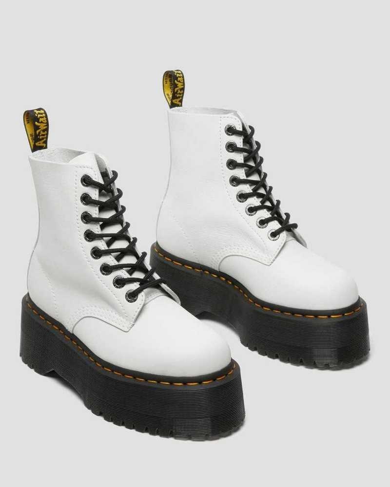 Dr Martens 1460 Pascal Max Leather Platform Boots White | 26VAQYUKL