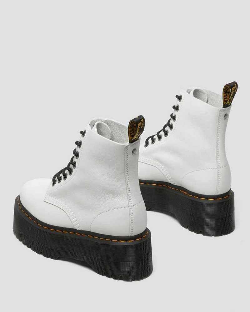 Dr Martens 1460 Pascal Max Leather Platform Boots White | 26VAQYUKL