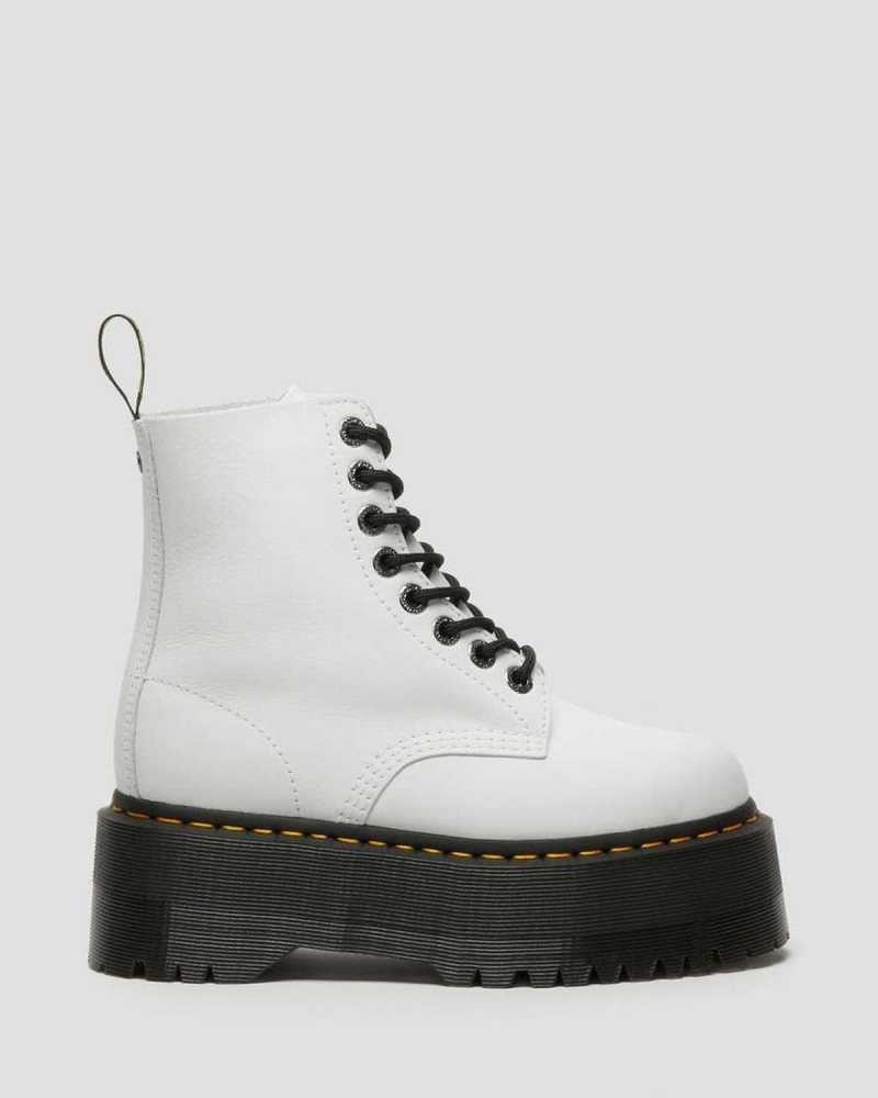 Dr Martens 1460 Pascal Max Leather Platform Boots White | 26VAQYUKL