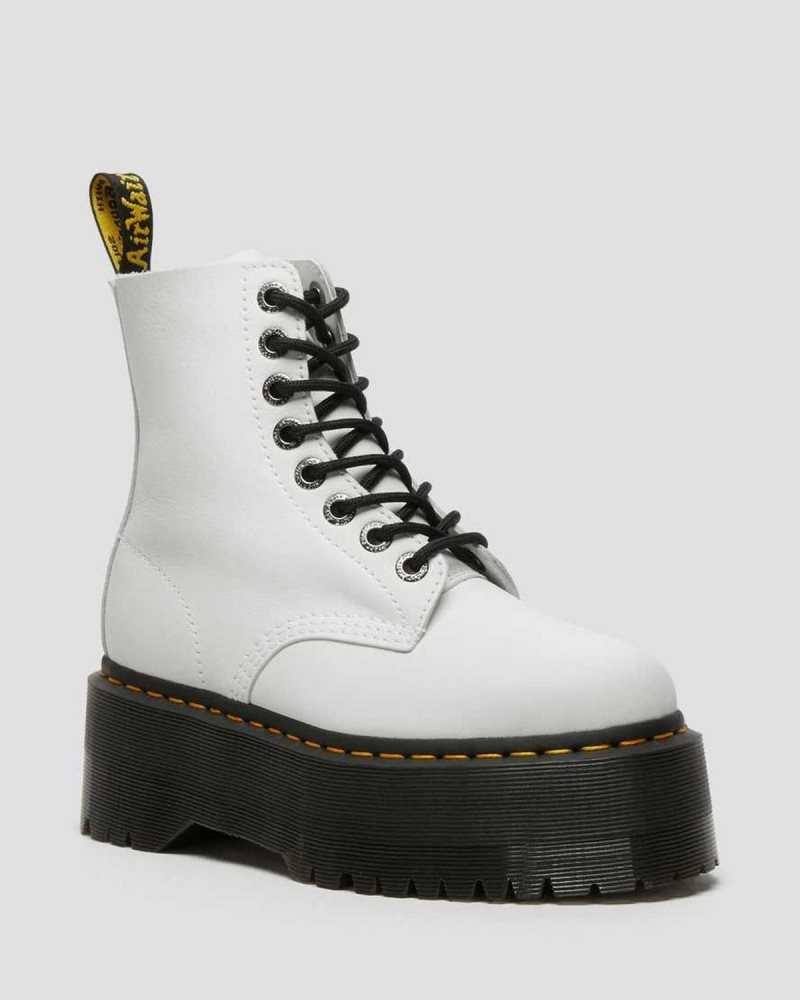 Dr Martens 1460 Pascal Max Leather Platform Boots White | 26VAQYUKL