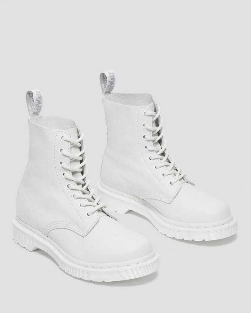 Dr Martens 1460 Pascal Mono Lace Up Boots White | 84GULMSZX