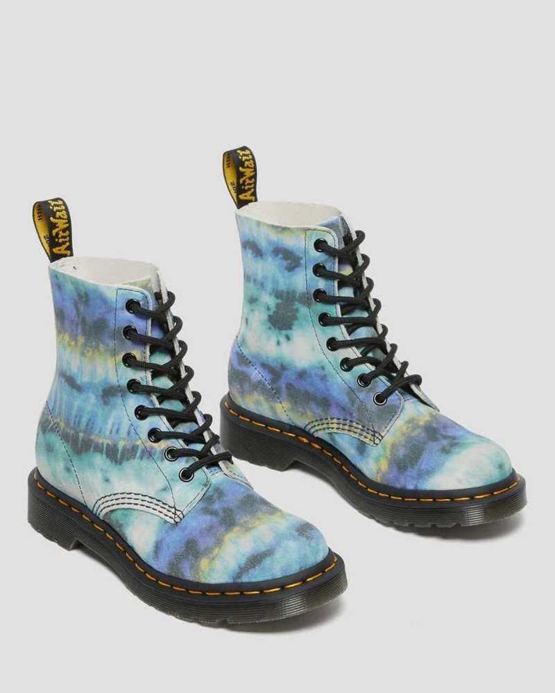 Dr Martens 1460 Pascal Tie Dye Leather Lace Up Boots Blue | 12HFSEARN