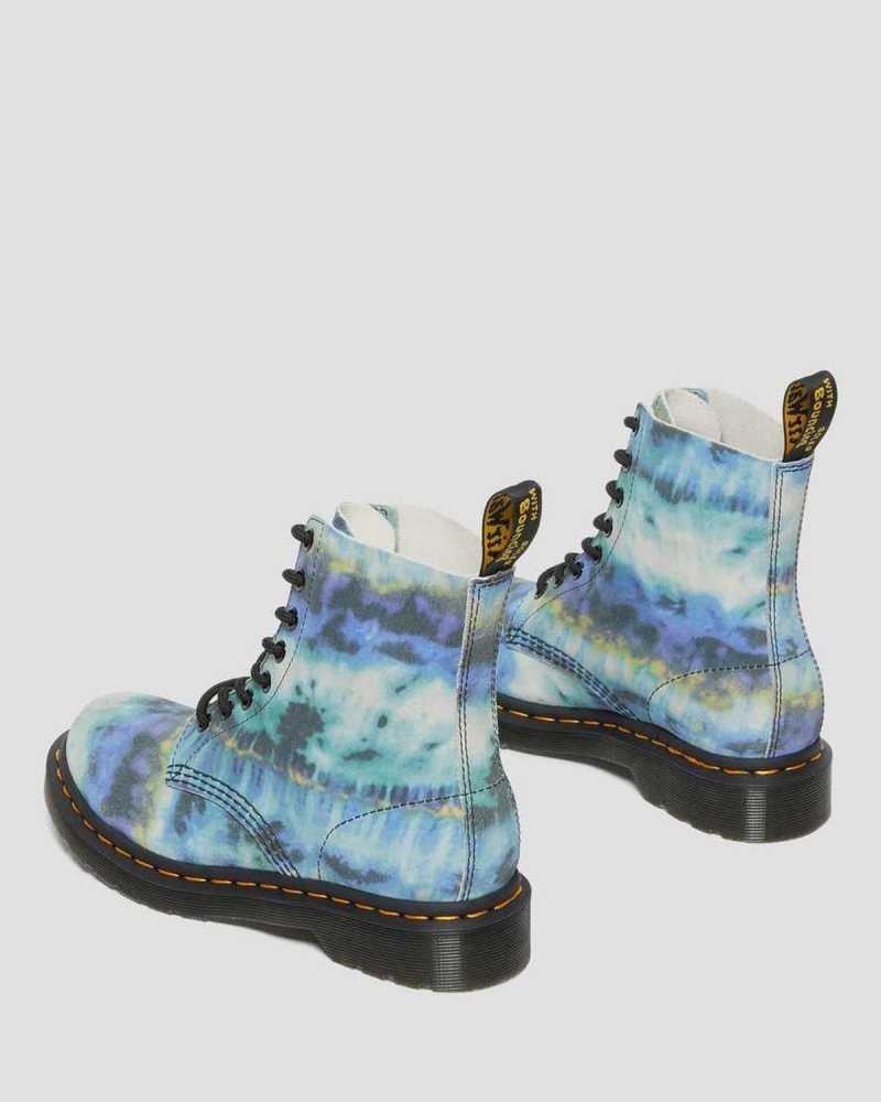 Dr Martens 1460 Pascal Tie Dye Leather Lace Up Boots Blue | 12HFSEARN