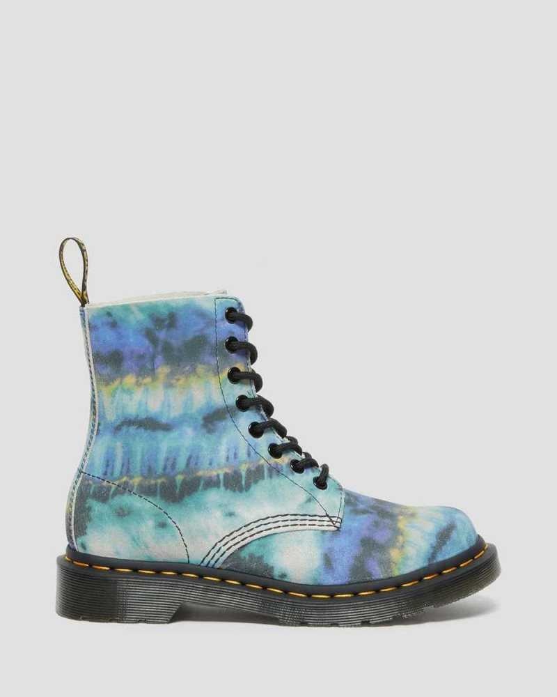 Dr Martens 1460 Pascal Tie Dye Leather Lace Up Boots Blue | 12HFSEARN