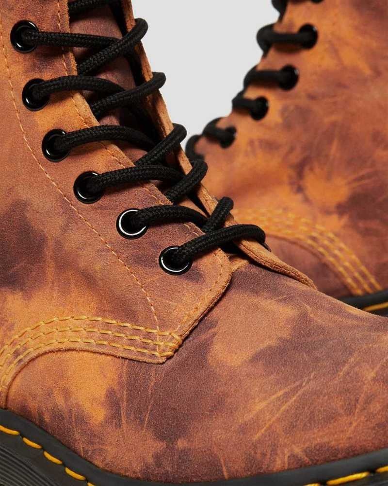 Dr Martens 1460 Pascal Tie Dye Leather Lace Up Boots Orange | 04FPDBLCM