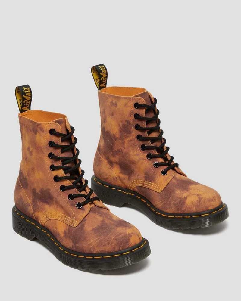 Dr Martens 1460 Pascal Tie Dye Leather Lace Up Boots Orange | 04FPDBLCM