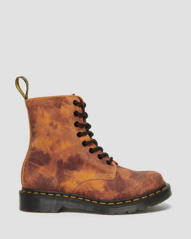 Dr Martens 1460 Pascal Tie Dye Leather Lace Up Boots Orange | 04FPDBLCM