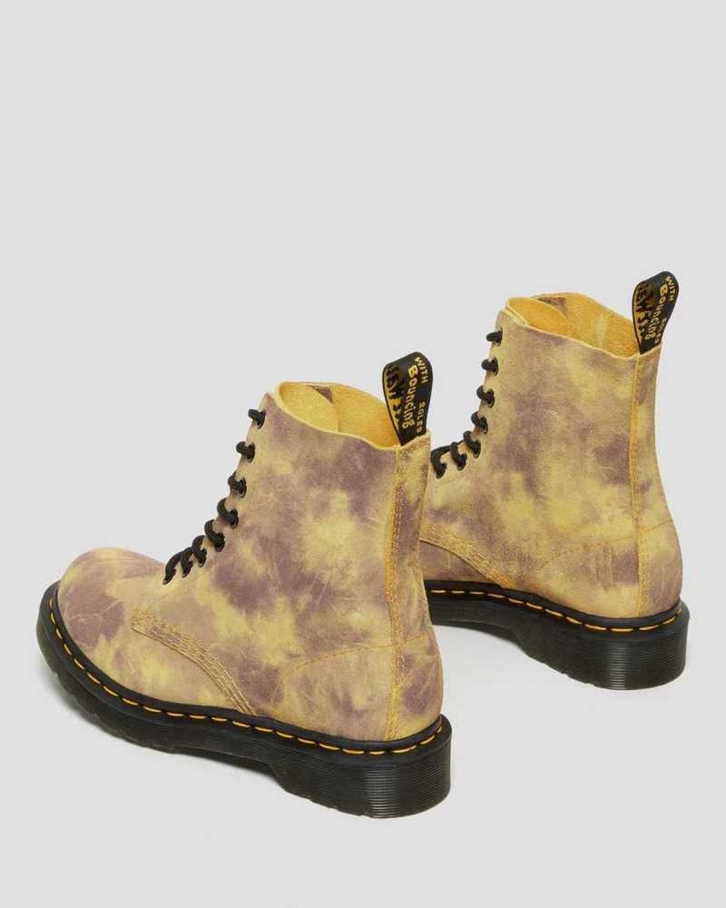 Dr Martens 1460 Pascal Tie Dye Leather Lace Up Boots Yellow | 95IWTAYDZ