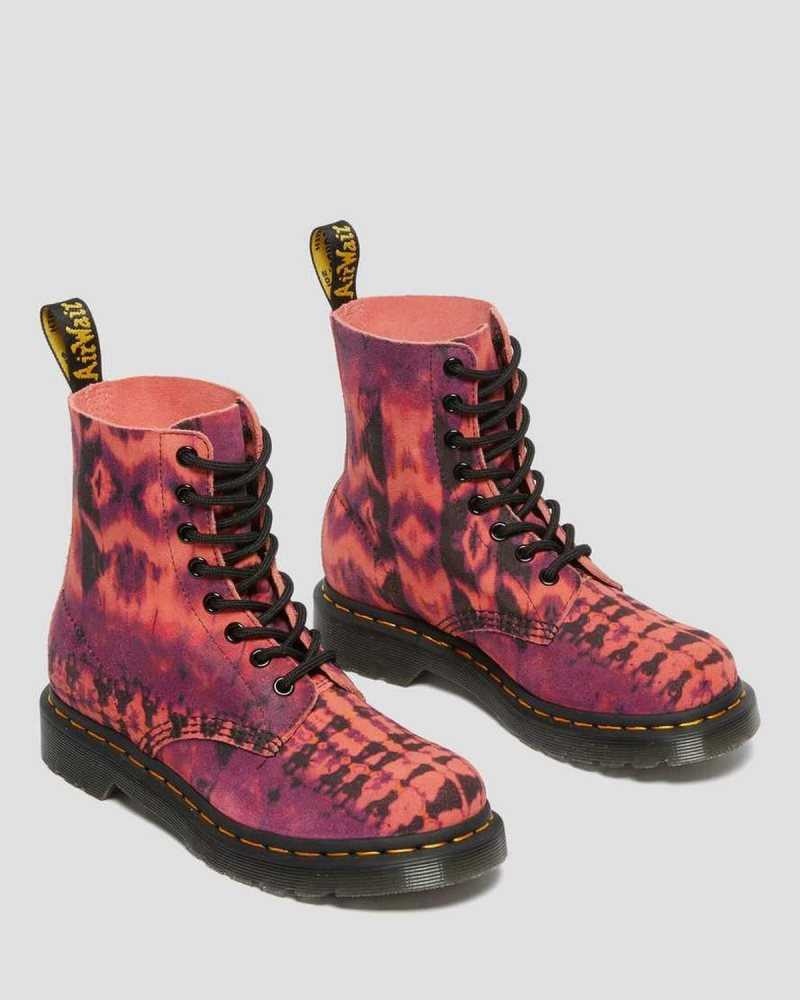 Dr Martens 1460 Pascal Tie Dye Leather Lace Up Boots Purple | 93ZJDVFIW