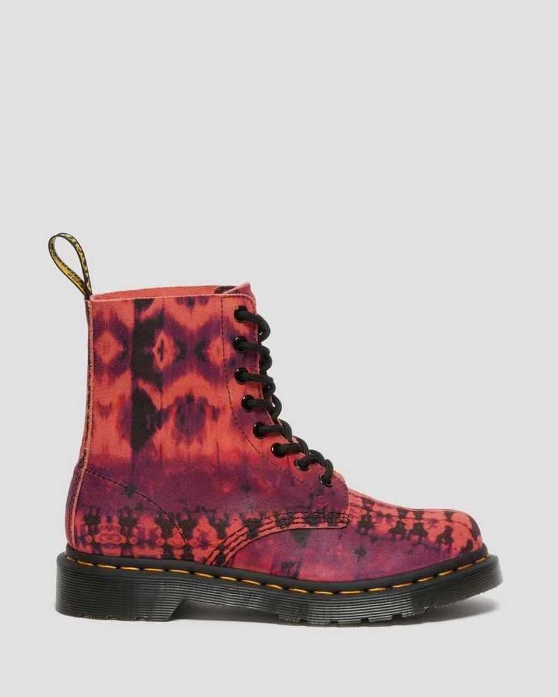 Dr Martens 1460 Pascal Tie Dye Leather Lace Up Boots Purple | 93ZJDVFIW