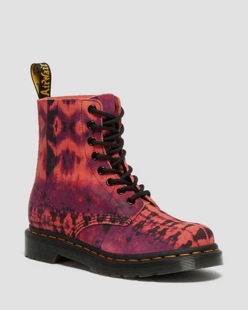 Dr Martens 1460 Pascal Tie Dye Leather Lace Up Boots Purple | 93ZJDVFIW