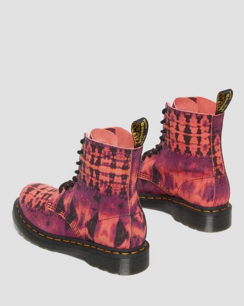 Dr Martens 1460 Pascal Tie Dye Leather Lace Up Boots Purple | 38KWPJZEX