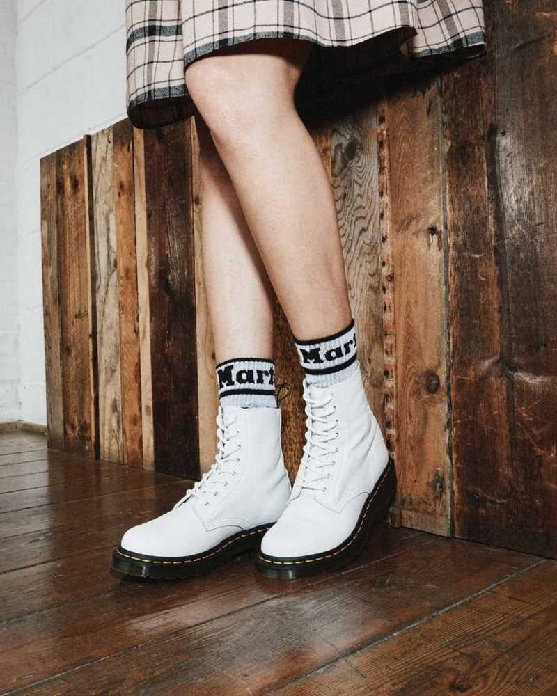 Dr Martens 1460 Pascal Virginia Leather Boots White | 70RLUKQVF