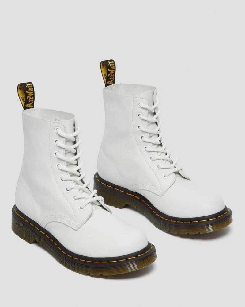 Dr Martens 1460 Pascal Virginia Leather Boots White | 70RLUKQVF