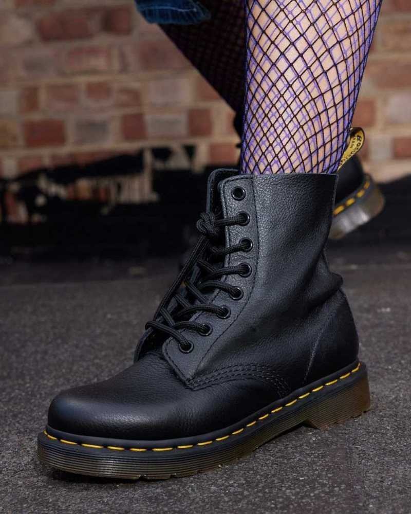 Dr Martens 1460 Pascal Virginia Leather Boots Black | 61IZQFRSL