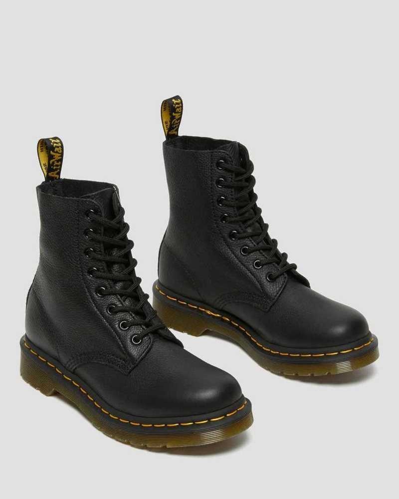 Dr Martens 1460 Pascal Virginia Leather Boots Black | 61IZQFRSL