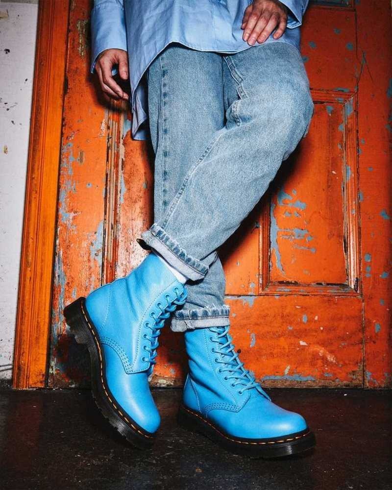 Dr Martens 1460 Pascal Virginia Leather Boots Blue | 41YTICRPS