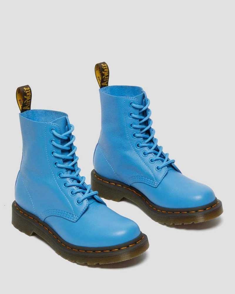 Dr Martens 1460 Pascal Virginia Leather Boots Blue | 41YTICRPS