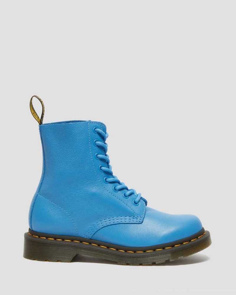 Dr Martens 1460 Pascal Virginia Leather Boots Blue | 41YTICRPS