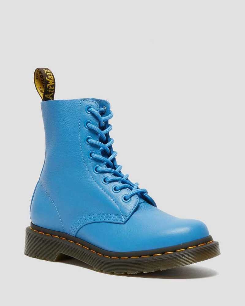 Dr Martens 1460 Pascal Virginia Leather Boots Blue | 41YTICRPS