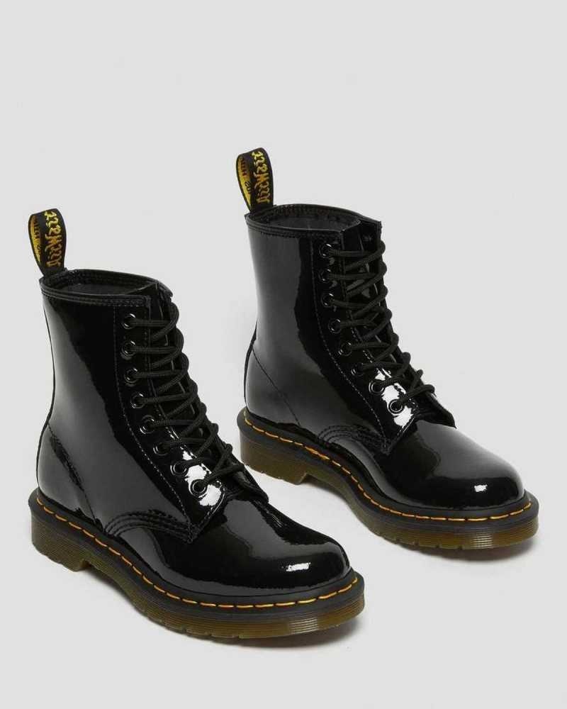 Dr Martens 1460 Patent Leather Lace Up Boots Black | 91PYQWLDR