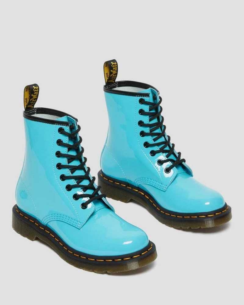 Dr Martens 1460 Patent Leather Lace Up Boots Turquoise | 75KTYIHJU