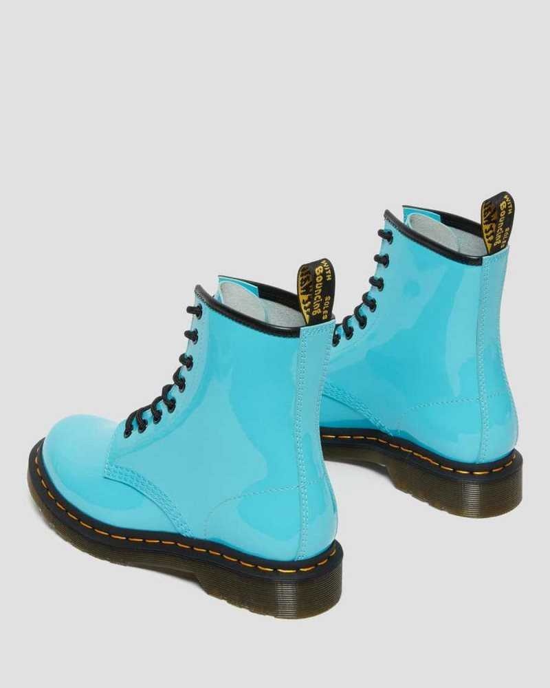 Dr Martens 1460 Patent Leather Lace Up Boots Turquoise | 75KTYIHJU