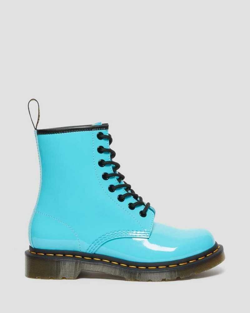 Dr Martens 1460 Patent Leather Lace Up Boots Turquoise | 75KTYIHJU