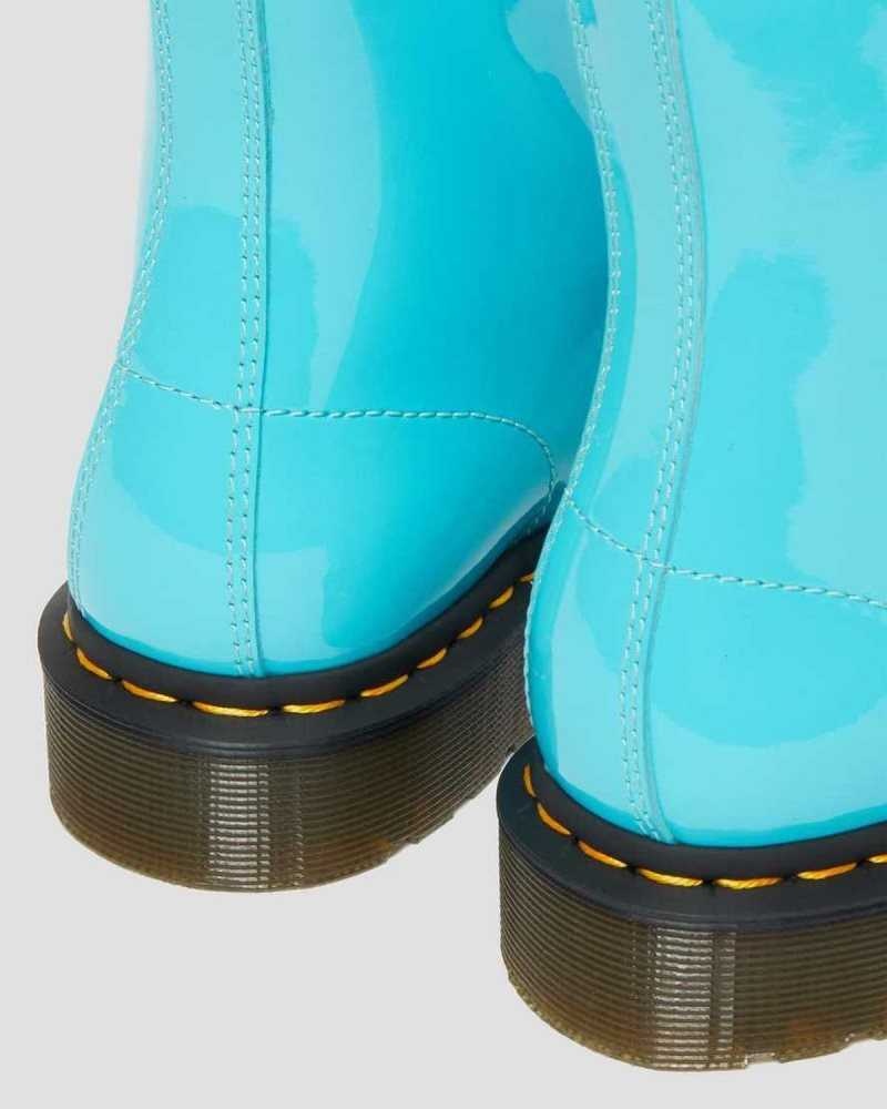 Dr Martens 1460 Patent Leather Lace Up Boots Turquoise | 75KTYIHJU