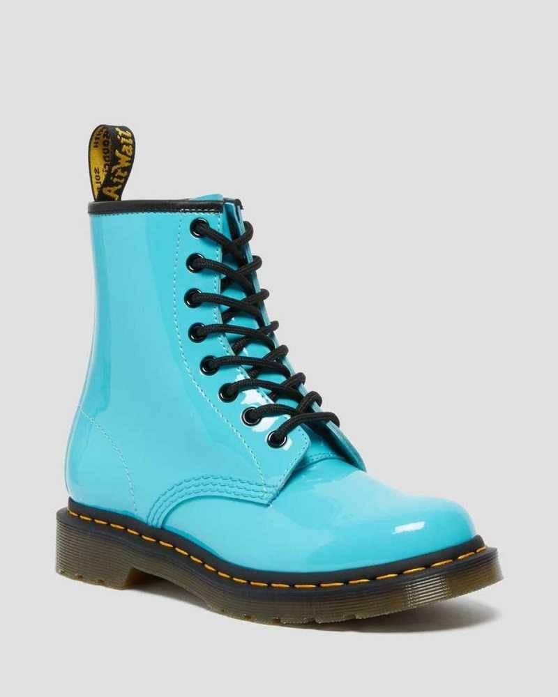 Dr Martens 1460 Patent Leather Lace Up Boots Turquoise | 75KTYIHJU