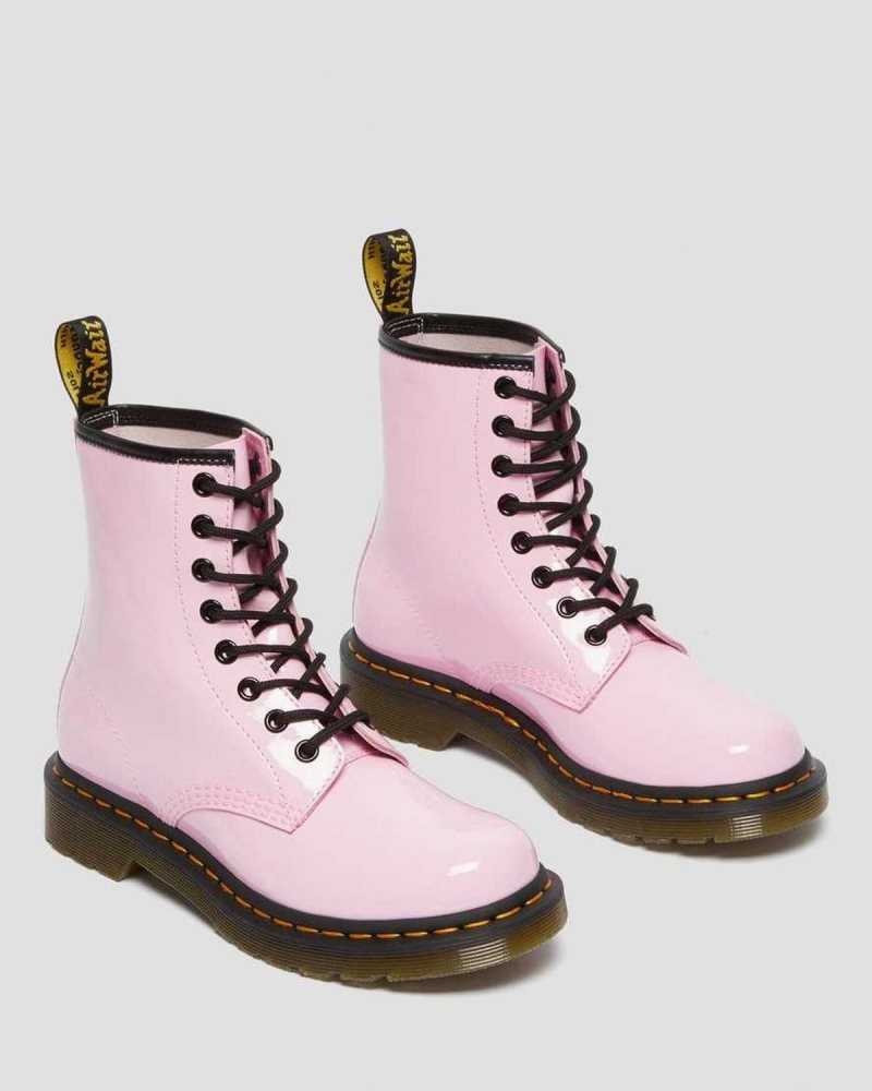 Dr Martens 1460 Patent Leather Lace Up Boots Pink | 71ORVQFHI