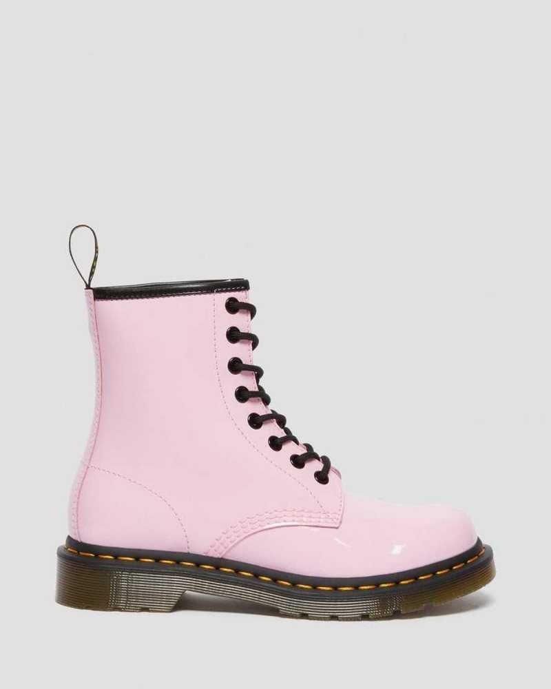 Dr Martens 1460 Patent Leather Lace Up Boots Pink | 71ORVQFHI