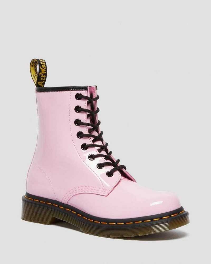 Dr Martens 1460 Patent Leather Lace Up Boots Pink | 71ORVQFHI