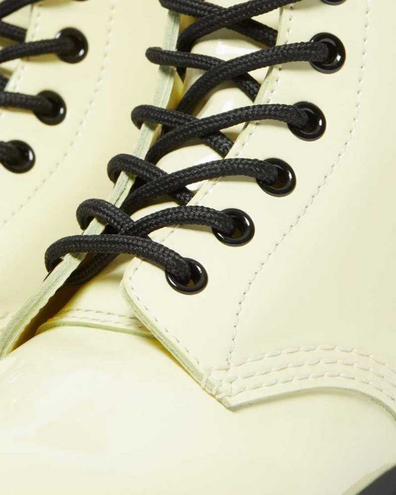 Dr Martens 1460 Patent Leather Lace Up Boots Cream | 71FTCDIRL