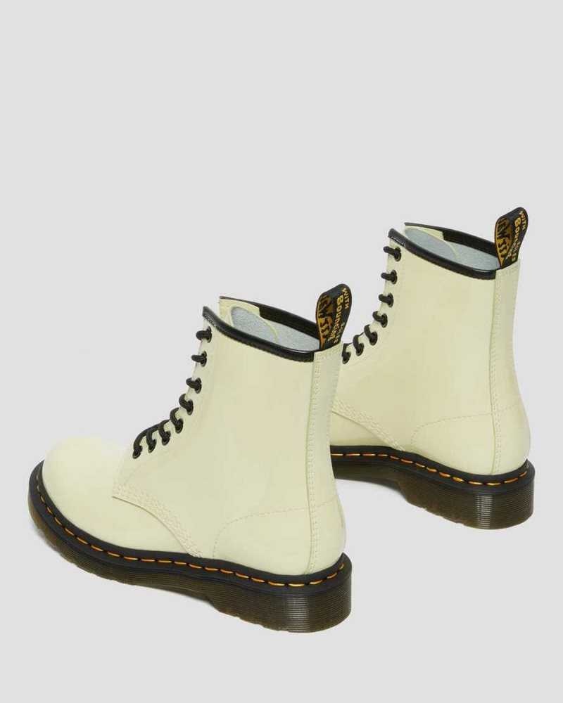 Dr Martens 1460 Patent Leather Lace Up Boots Cream | 71FTCDIRL