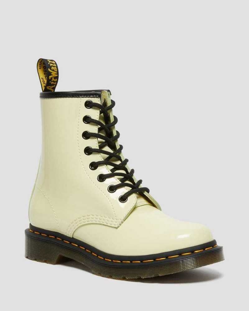 Dr Martens 1460 Patent Leather Lace Up Boots Cream | 71FTCDIRL