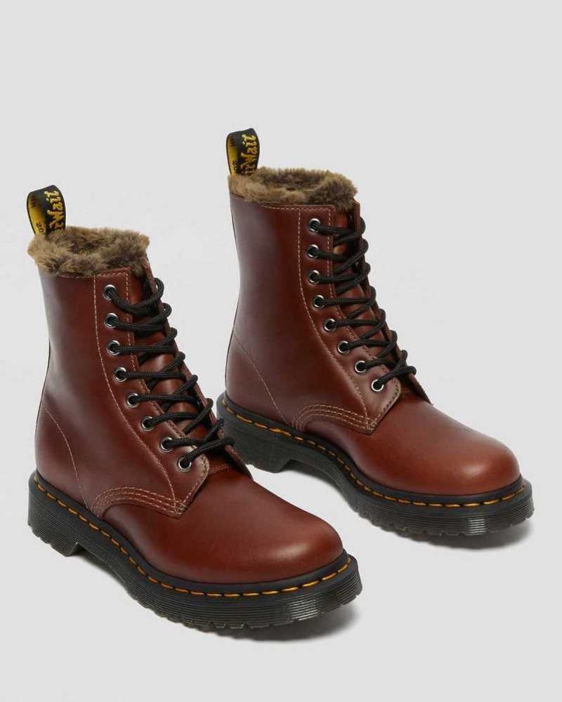 Dr Martens 1460 Serena Faux Fur Lined Lace Up Boots Brown | 24WCRGSOH