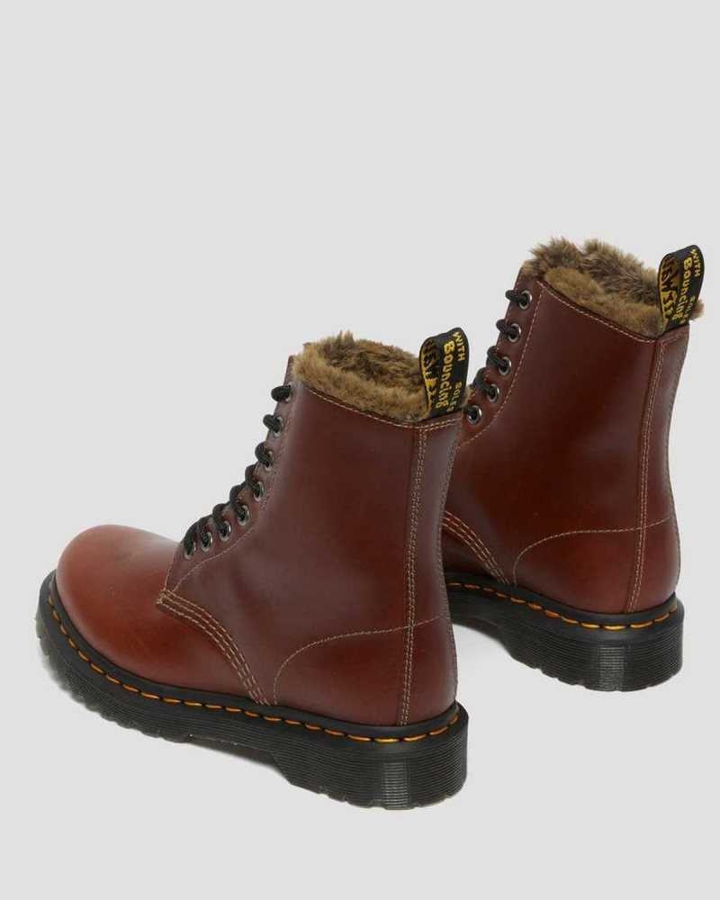 Dr Martens 1460 Serena Faux Fur Lined Lace Up Boots Brown | 24WCRGSOH