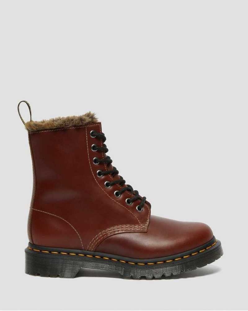 Dr Martens 1460 Serena Faux Fur Lined Lace Up Boots Brown | 24WCRGSOH