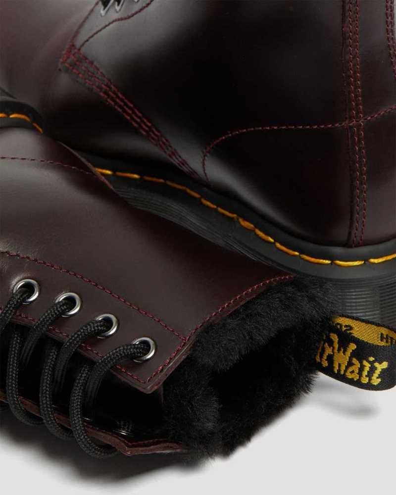 Dr Martens 1460 Serena Faux Fur Lined Lace Up Boots Burgundy | 07KJCGOAD