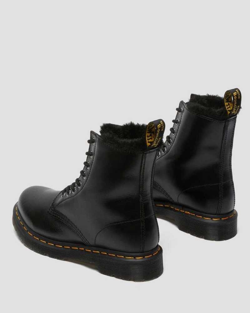 Dr Martens 1460 Serena Faux Fur Lined Lace Up Boots Dark Grey | 07AVNGZCL