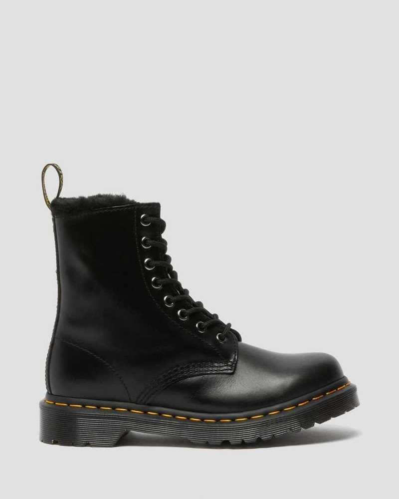 Dr Martens 1460 Serena Faux Fur Lined Lace Up Boots Dark Grey | 07AVNGZCL