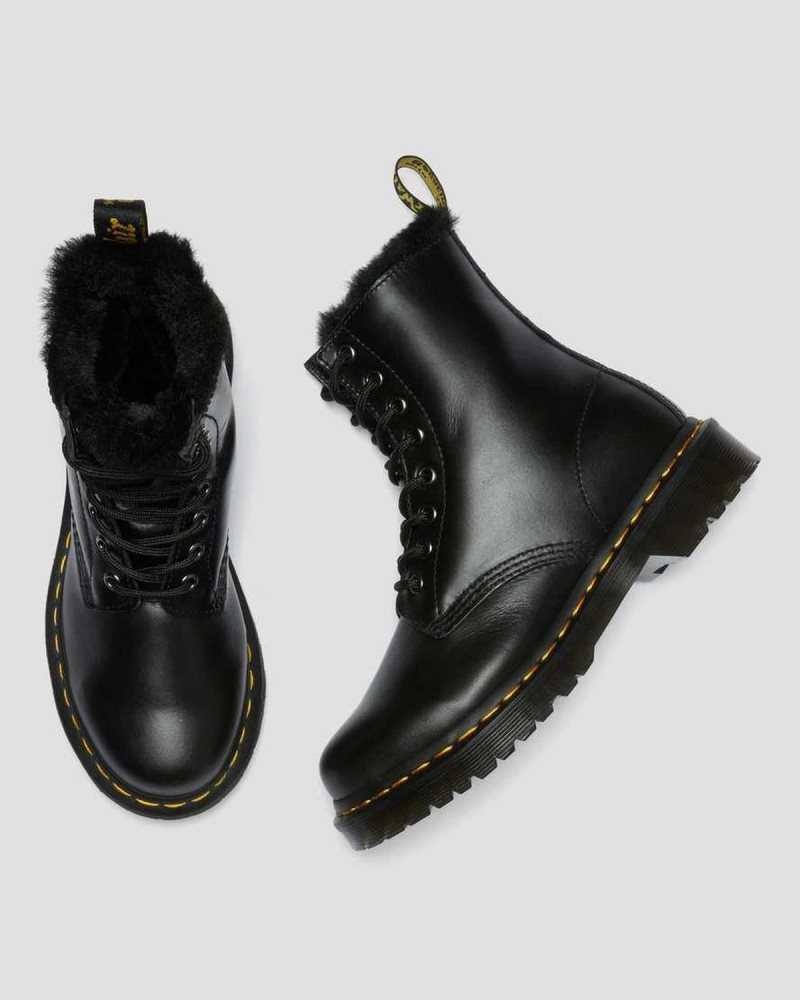 Dr Martens 1460 Serena Faux Fur Lined Lace Up Boots Dark Grey | 07AVNGZCL