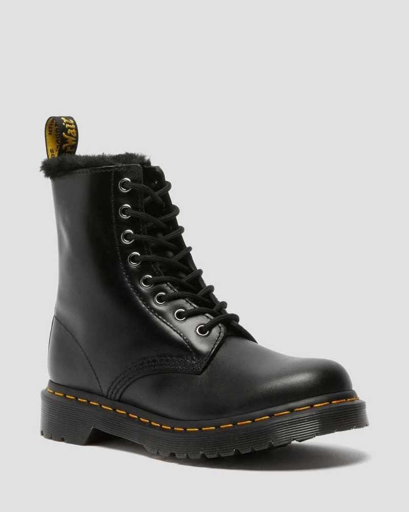 Dr Martens 1460 Serena Faux Fur Lined Lace Up Boots Dark Grey | 07AVNGZCL