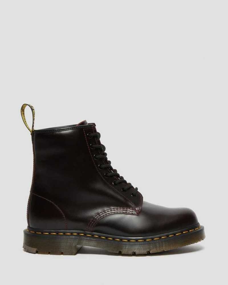 Dr Martens 1460 Slip Resistant Atlas Leather Lace Up Boots Burgundy | 10QKYSBVF