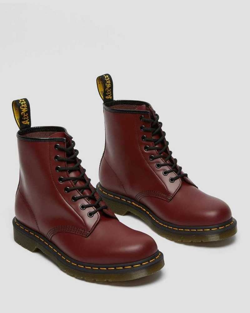 Dr Martens 1460 Smooth Leather Lace Up Boots Pink Red | 17IESQPXN